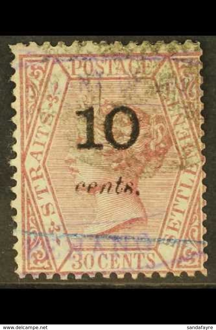 1880  (March) 10 On 30c Claret, SG 23, Nicely Used. For More Images, Please Visit Http://www.sandafayre.com/itemdetails. - Straits Settlements