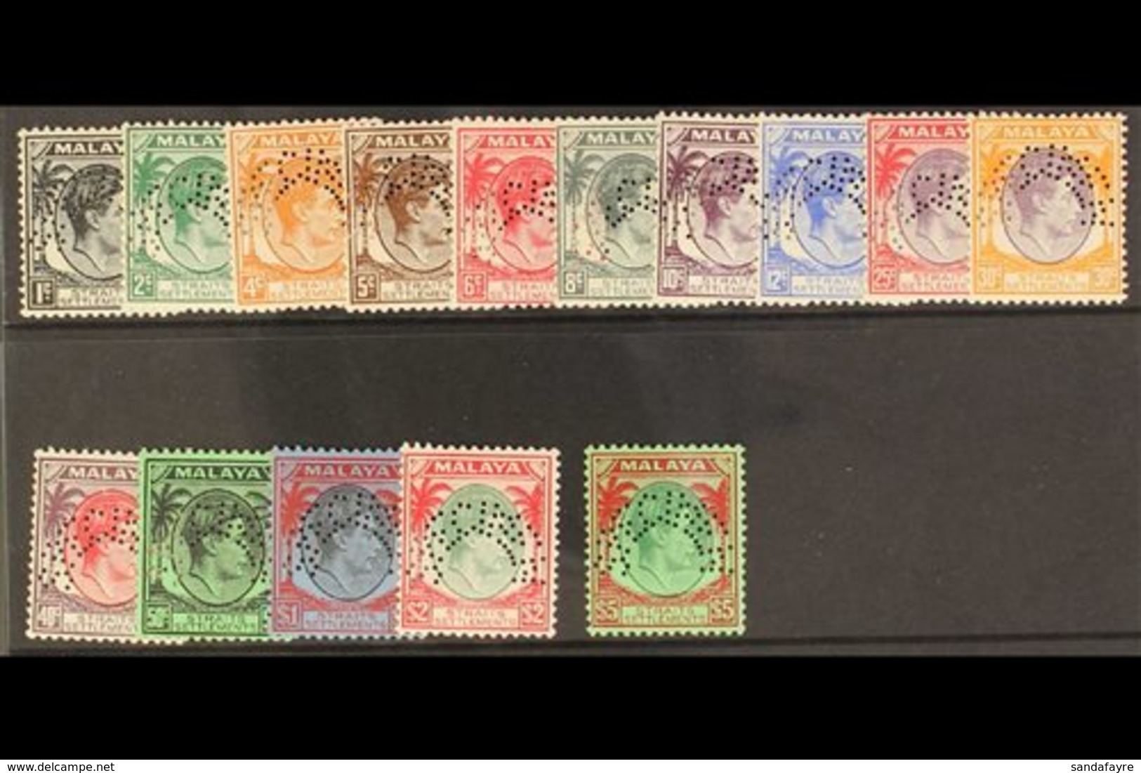 1937  Original KGVI Die I Set, Perf. "SPECIMEN", SG 278/292s, Superb Never Hinged Mint. (15 Stamps) For More Images, Ple - Straits Settlements