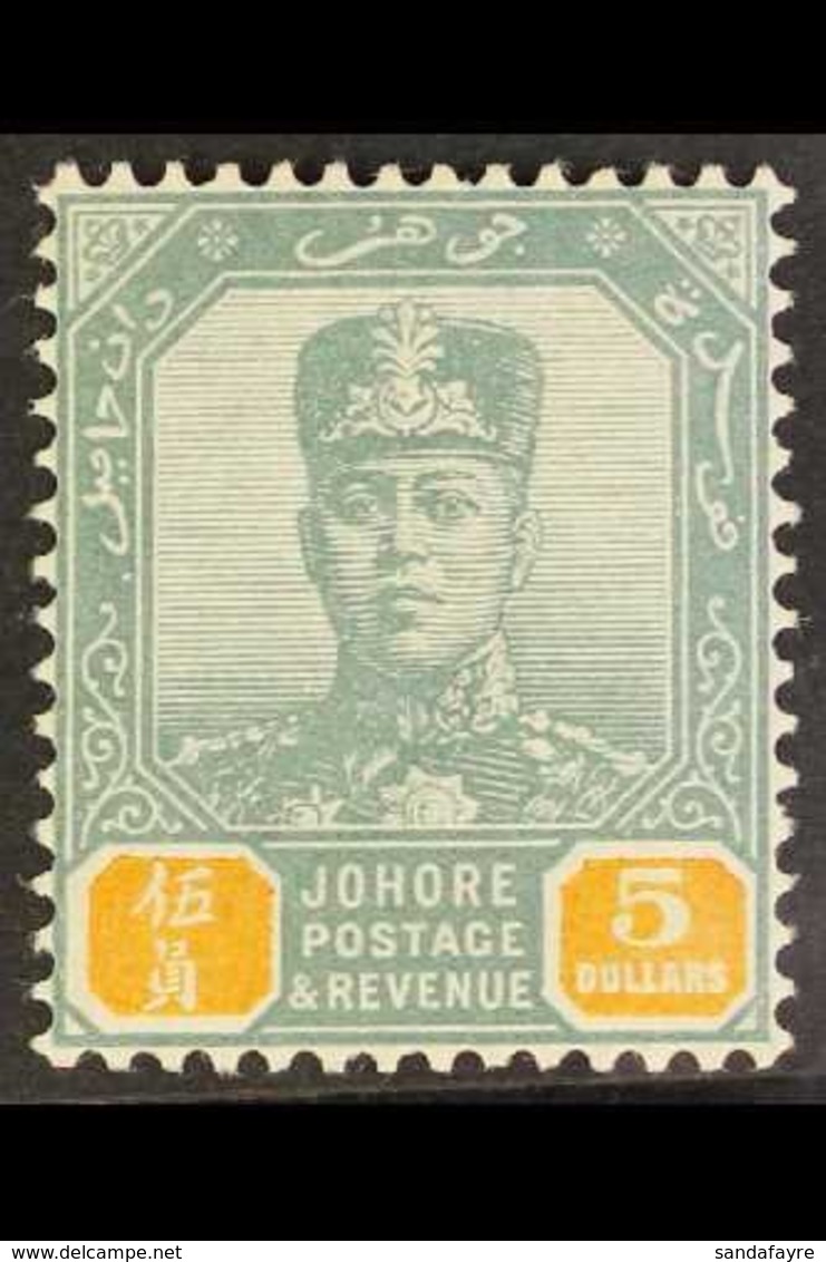 JOHORE  1904-10 $5 Green And Orange Sultan, SG 74, Very Fine Mint.  For More Images, Please Visit Http://www.sandafayre. - Autres & Non Classés