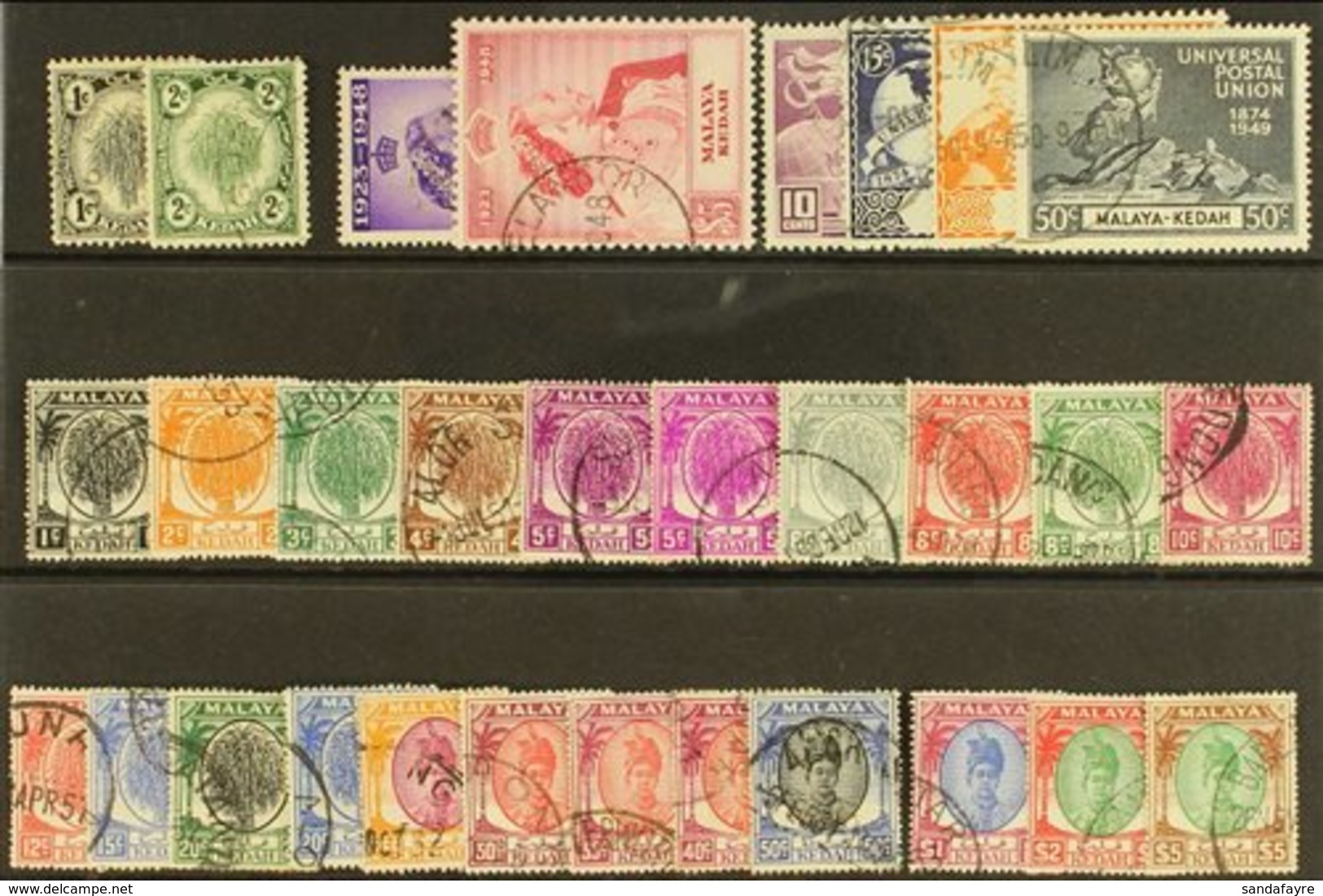 KEDAH  1938 - 1955 Complete Used Collection Incl 1948 Wedding, 1950 Sheaf And Sultan Set, SG 68a/90. Cds Used (30 Stamps - Altri & Non Classificati