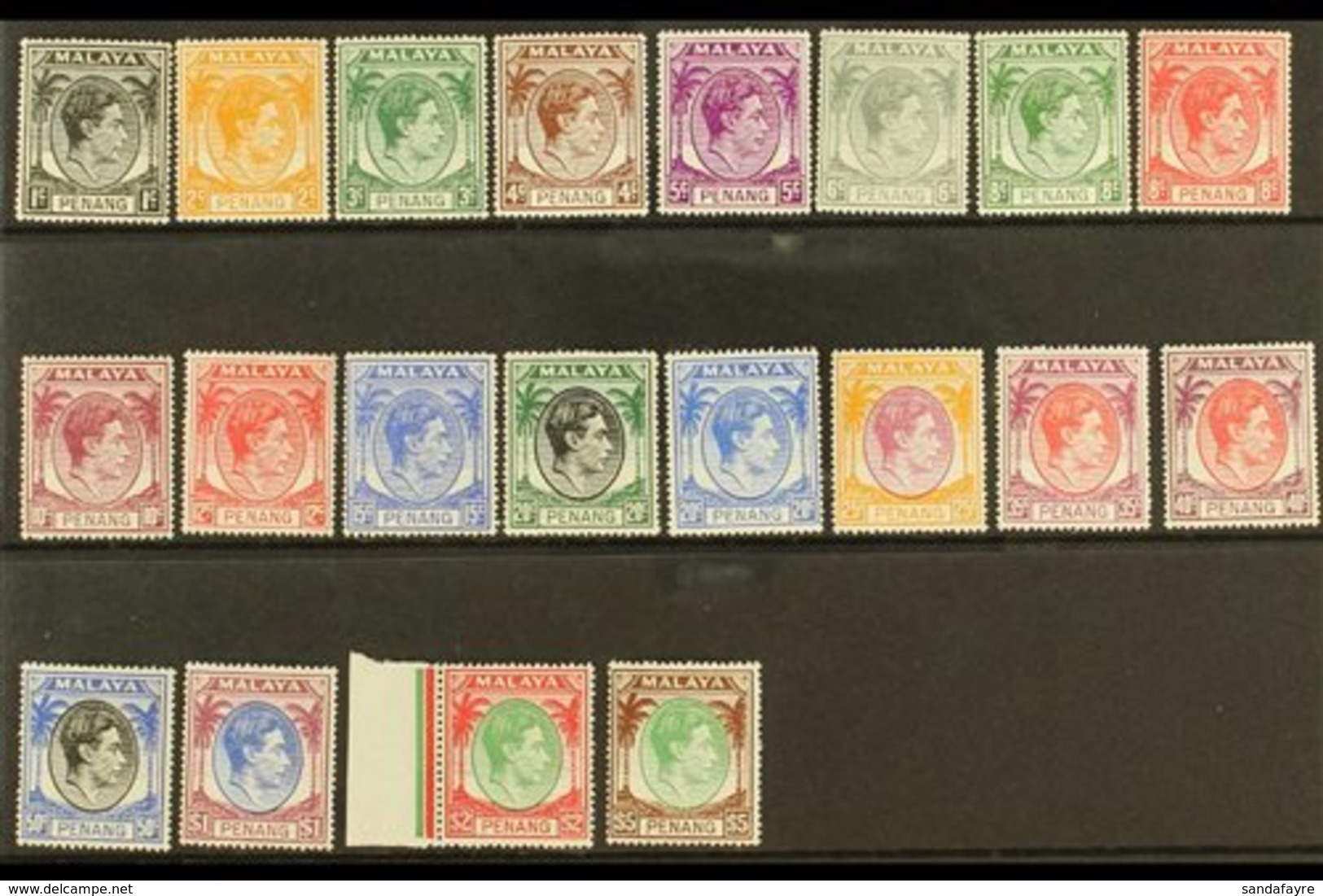 PENANG  1949-55 Complete KGVI Set, SG 3/22, Superb Never Hinged Mint. (20 Stamps) For More Images, Please Visit Http://w - Otros & Sin Clasificación