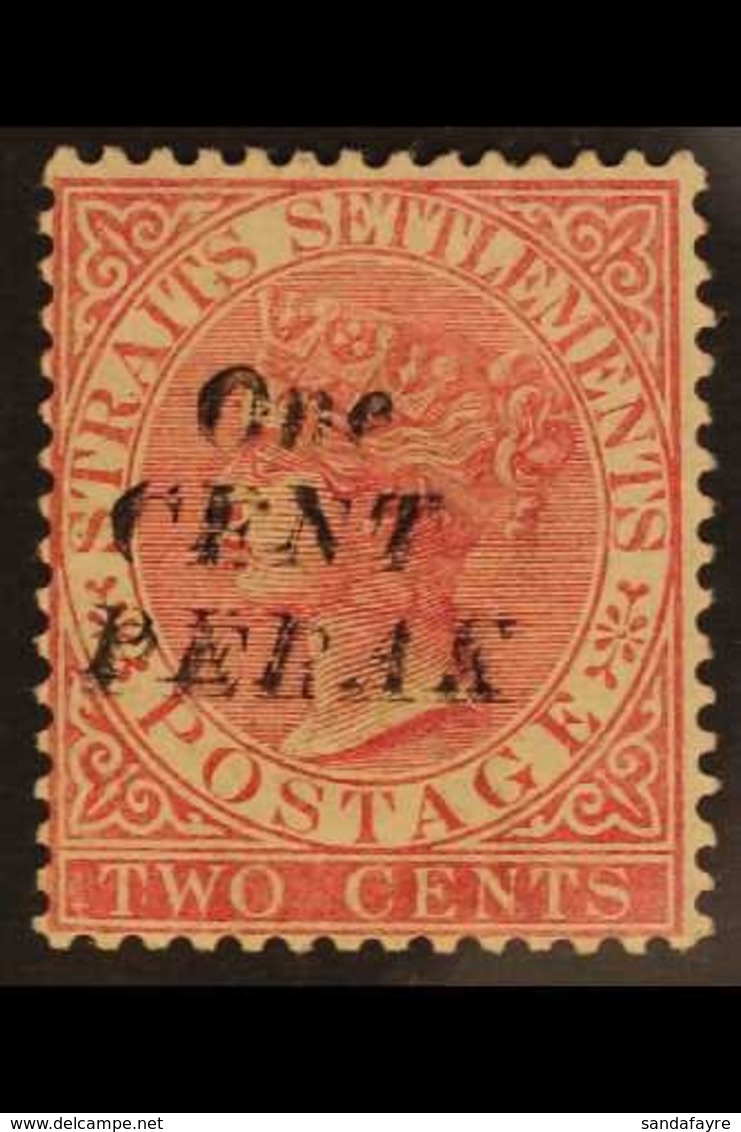 PERAK  1886 1c On 2c Pale Rose, SURCHARGE DOUBLE, SG 29b, Very Fine Mint With Original Gum. Rare! For More Images, Pleas - Otros & Sin Clasificación