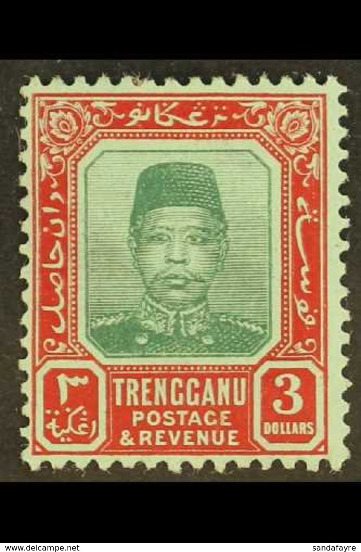 TRENGGANU  1910-19 $3 Green And Red, SG 16, Very Fine Mint. For More Images, Please Visit Http://www.sandafayre.com/item - Autres & Non Classés