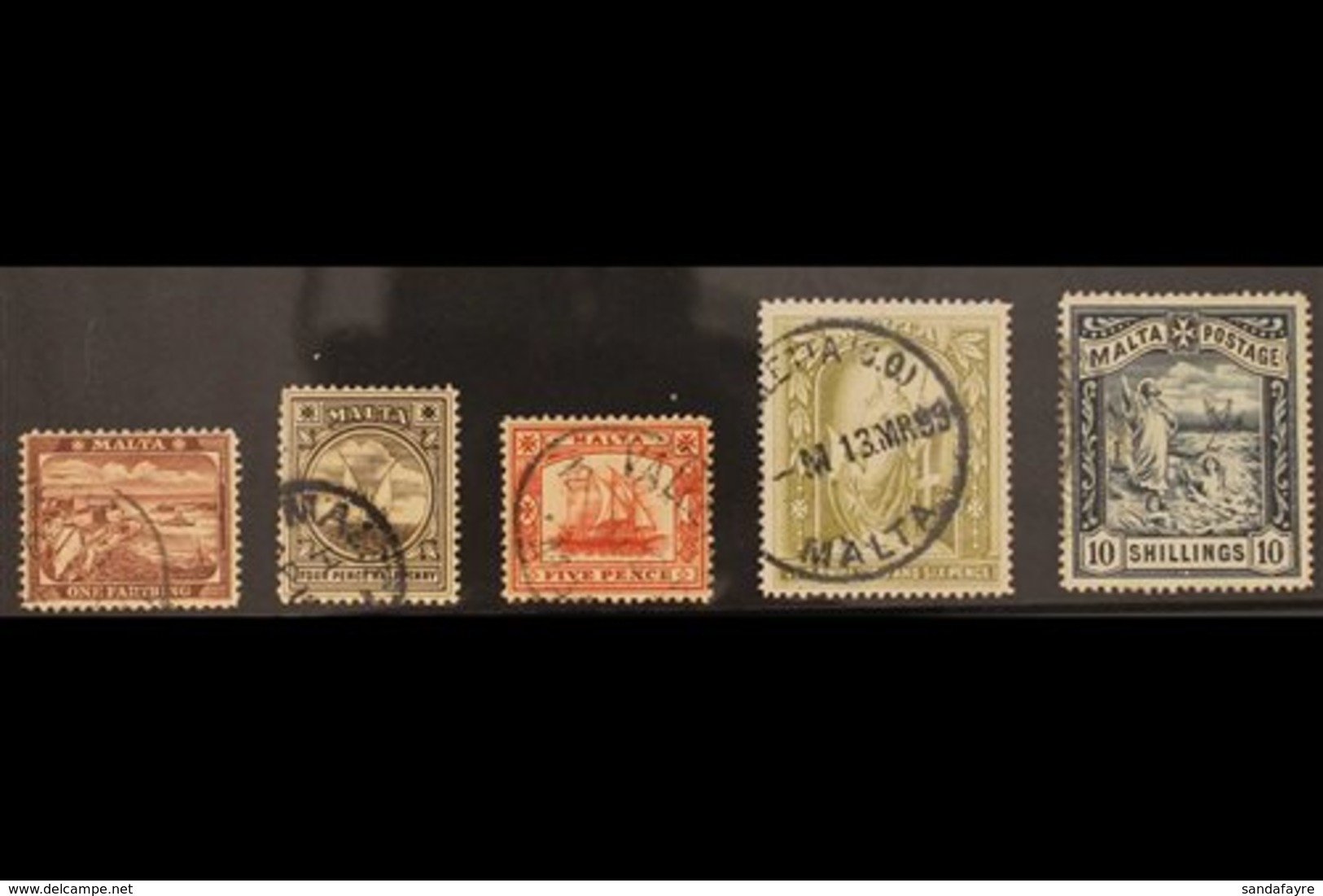 1899-1901  Complete Set, SG 31/35, Fine Used. (5 Stamps) For More Images, Please Visit Http://www.sandafayre.com/itemdet - Malte (...-1964)