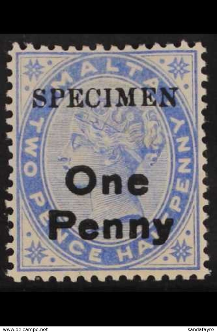 1902  1d On 2½d Dull Blue Ovptd "Specimen", SG 36s, Mint. For More Images, Please Visit Http://www.sandafayre.com/itemde - Malte (...-1964)