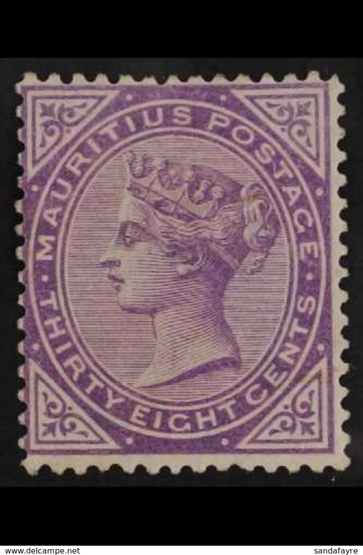 1879-80  38c Bright Purple, Watermark Crown CC, SG 98, Fine Mint. For More Images, Please Visit Http://www.sandafayre.co - Maurice (...-1967)