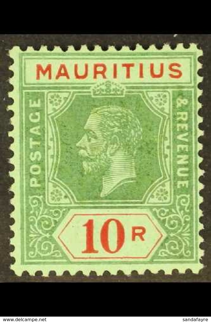 1913  10r Green And Red On Emerald, Olive Back, Geo V, SG 204b, Very Fine Mint. For More Images, Please Visit Http://www - Mauricio (...-1967)