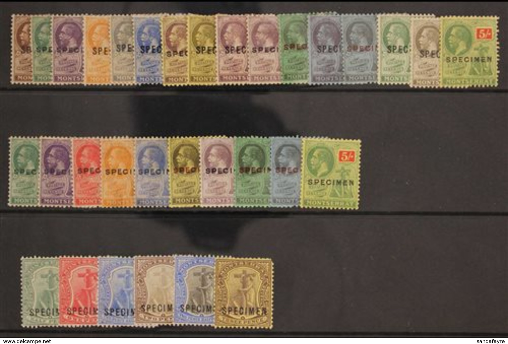 SPECIMENS  Selection Of Mint Stamps Incl Geo V , Wmk Script, Vals To 5s Overprinted "Specimen". (32 Stamps) For More Ima - Montserrat