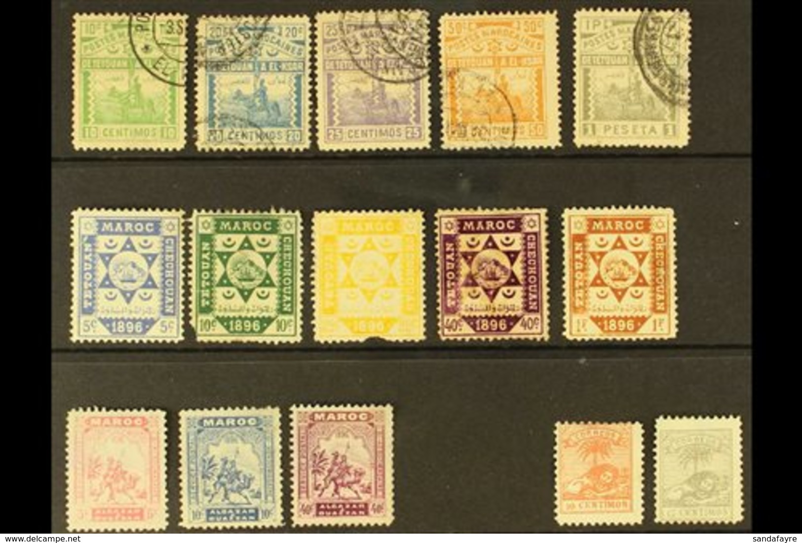 LOCAL STAMPS  1891-1899 Mint & Used All Different Group On Stock Cards, Includes Tetouan A El Ksar 1897 10c To 1p Used,  - Altri & Non Classificati