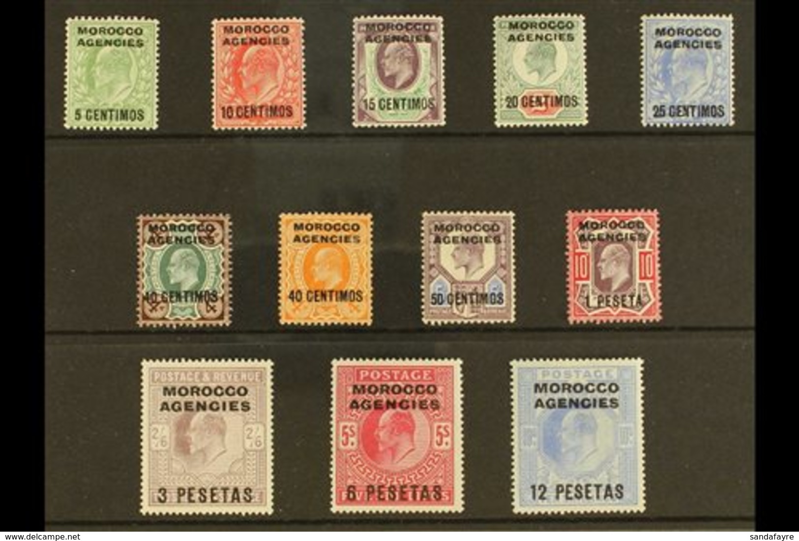 SPANISH CURRENCY  1907-12 Overprints Complete Set, SG 112/23, Very Fine Mint, Very Fresh. (12 Stamps) For More Images, P - Otros & Sin Clasificación