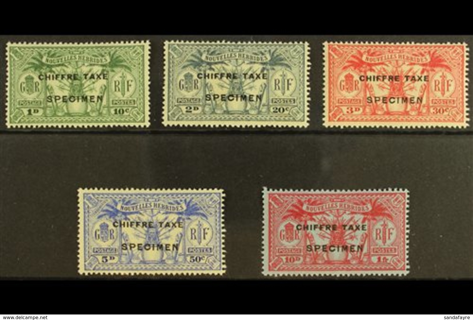 FRENCH CURRENCY - POSTAGE DUES  1925 Chiffre Taxe Ovpt Set, Additionally Ovptd "Specimen", SG FD53s/7s, Very Fine Mint.  - Altri & Non Classificati