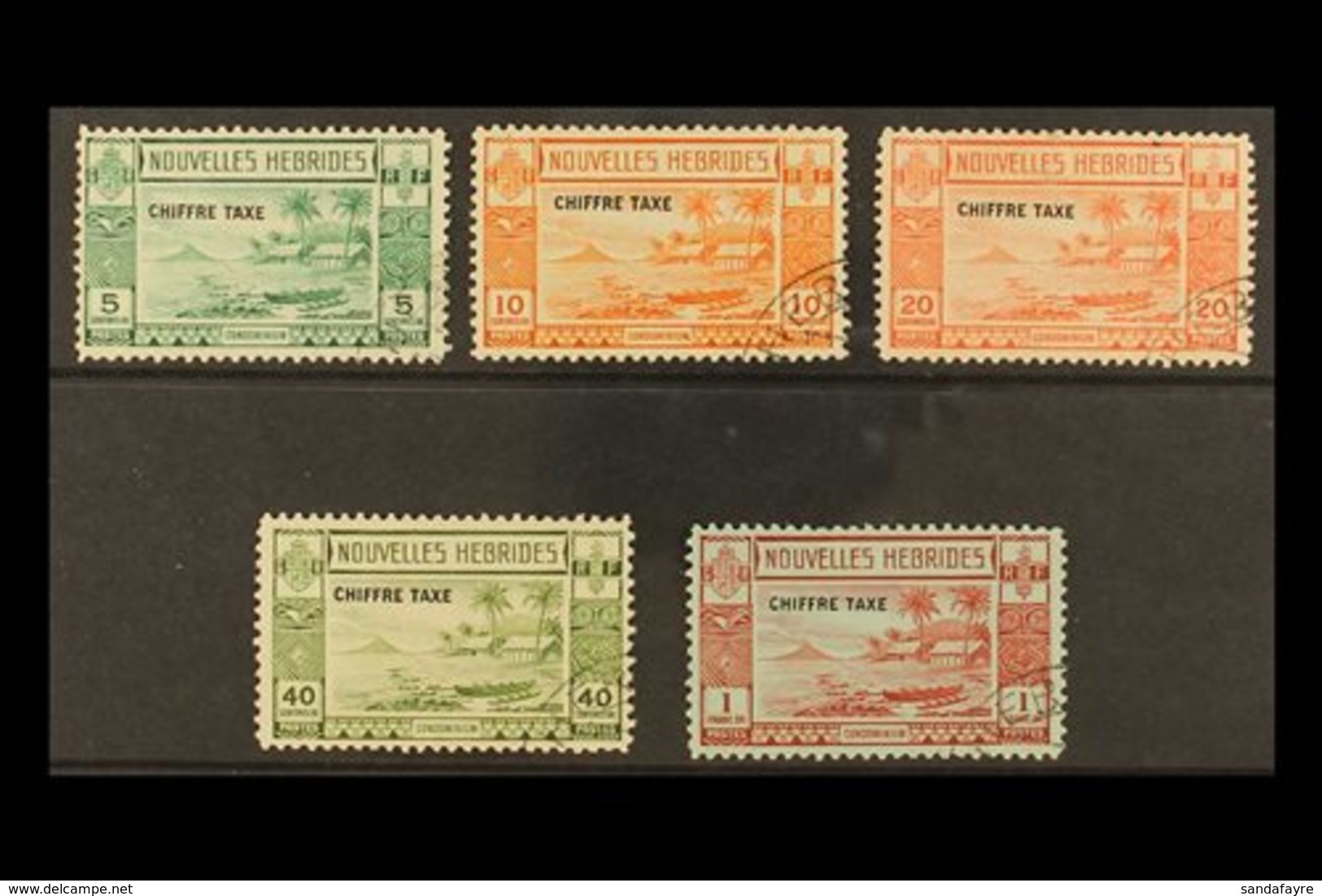 FRENCH  POSTAGE DUES 1938 Overprints Complete Set, SG FD65/69, Very Fine Cds Used, Fresh. (5 Stamps) For More Images, Pl - Otros & Sin Clasificación