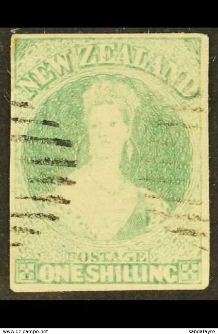 1857 - 63  1s Blue Green On Soft White Paper, Imperf, SG 17, Very Fine Used With Clear Margins All Round And Light Cance - Autres & Non Classés