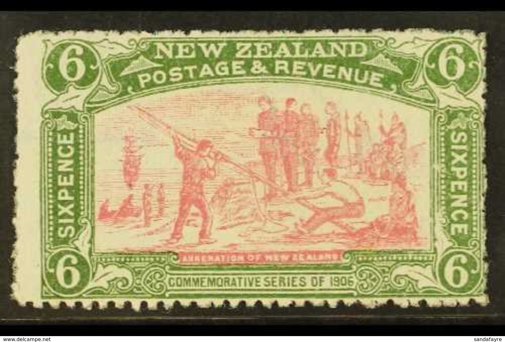 1906  6d Pink And Olive-green Christchurch Exhibition, SG 373, Fine Mint. For More Images, Please Visit Http://www.sanda - Autres & Non Classés