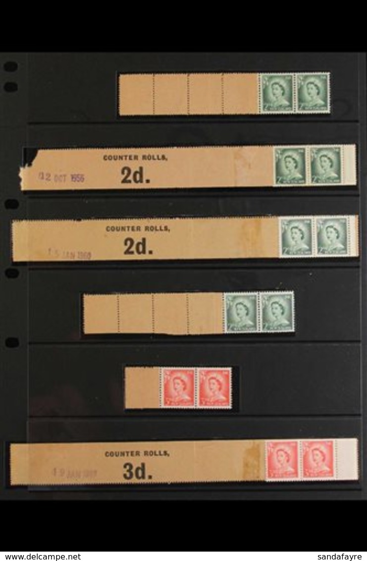 1955-60 DEFINITIVES  COIL LEADERS & COIL END-PAPERS - range Comprising QEII 2d "large Figures" (both SG 747 & SG 747a) P - Altri & Non Classificati