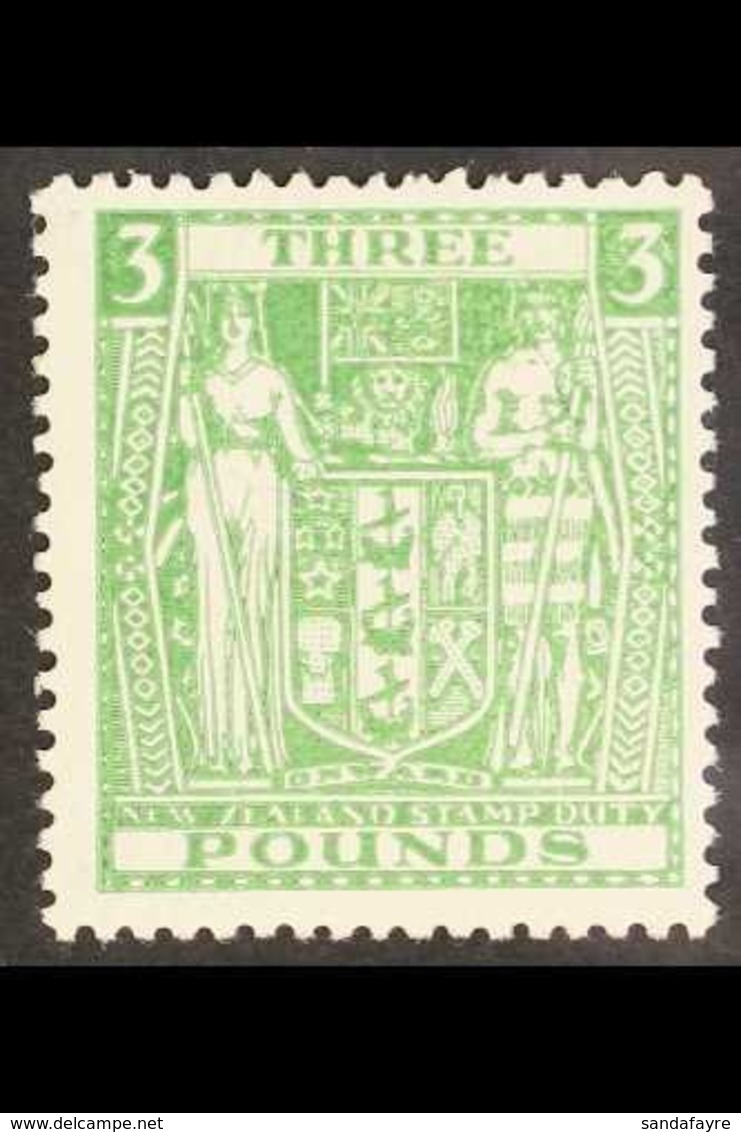POSTAL FISCAL  1931-35. £3 Green "Arms", SG F164, Fine Mint For More Images, Please Visit Http://www.sandafayre.com/item - Autres & Non Classés