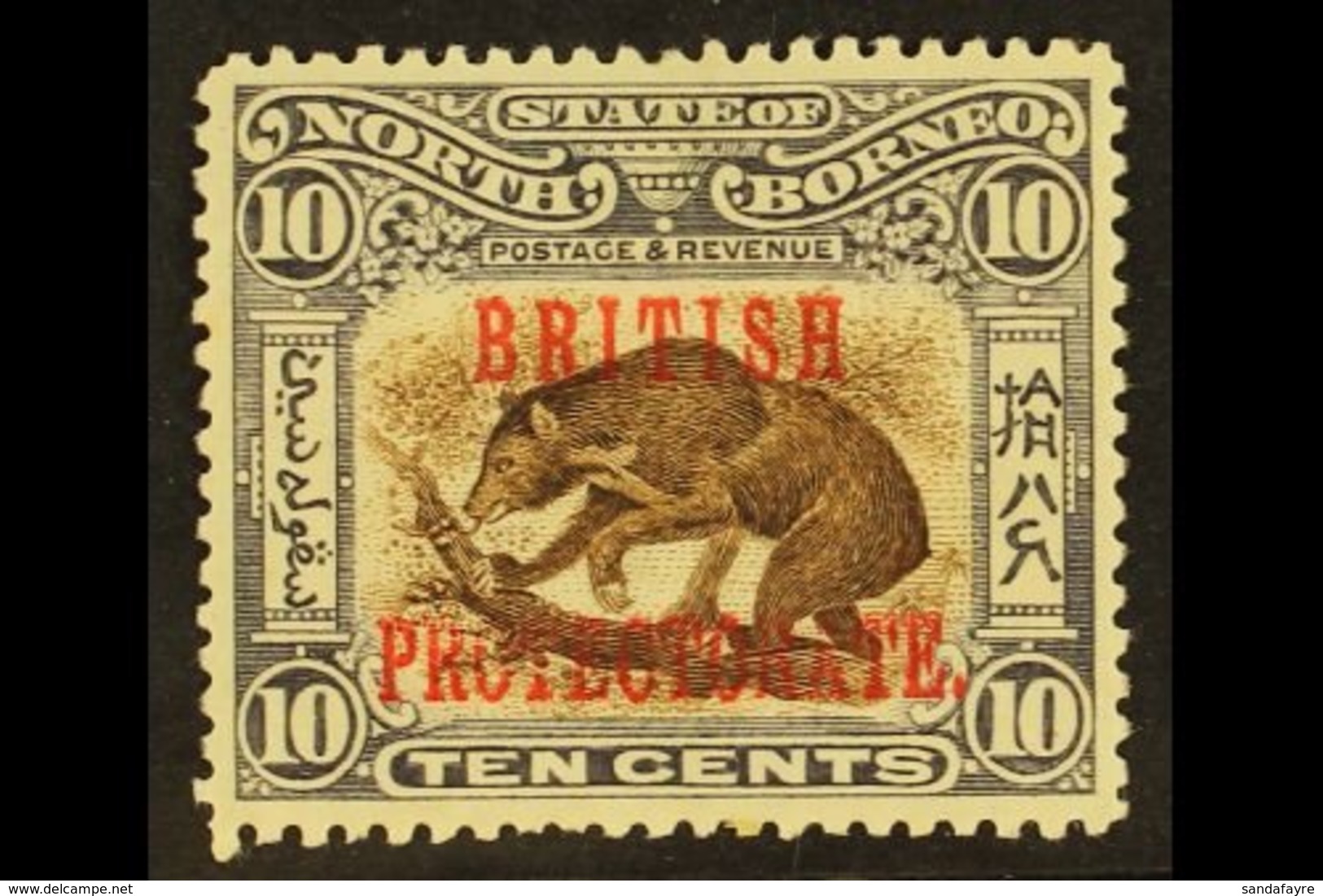 1901  10c Brown And Lilac Bear, Ovptd British Protectorate, SG 134, Very Fine Well Centered Mint. For More Images, Pleas - Noord Borneo (...-1963)
