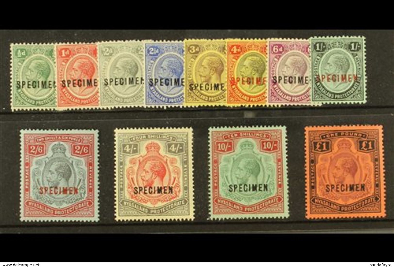 1913 - 21  Geo V Set , Wmk MCA, Complete, Overprinted "Specimen", SG 83s/98s, Very Fine Mint, Large Part Og, Traces Of   - Nyasaland (1907-1953)