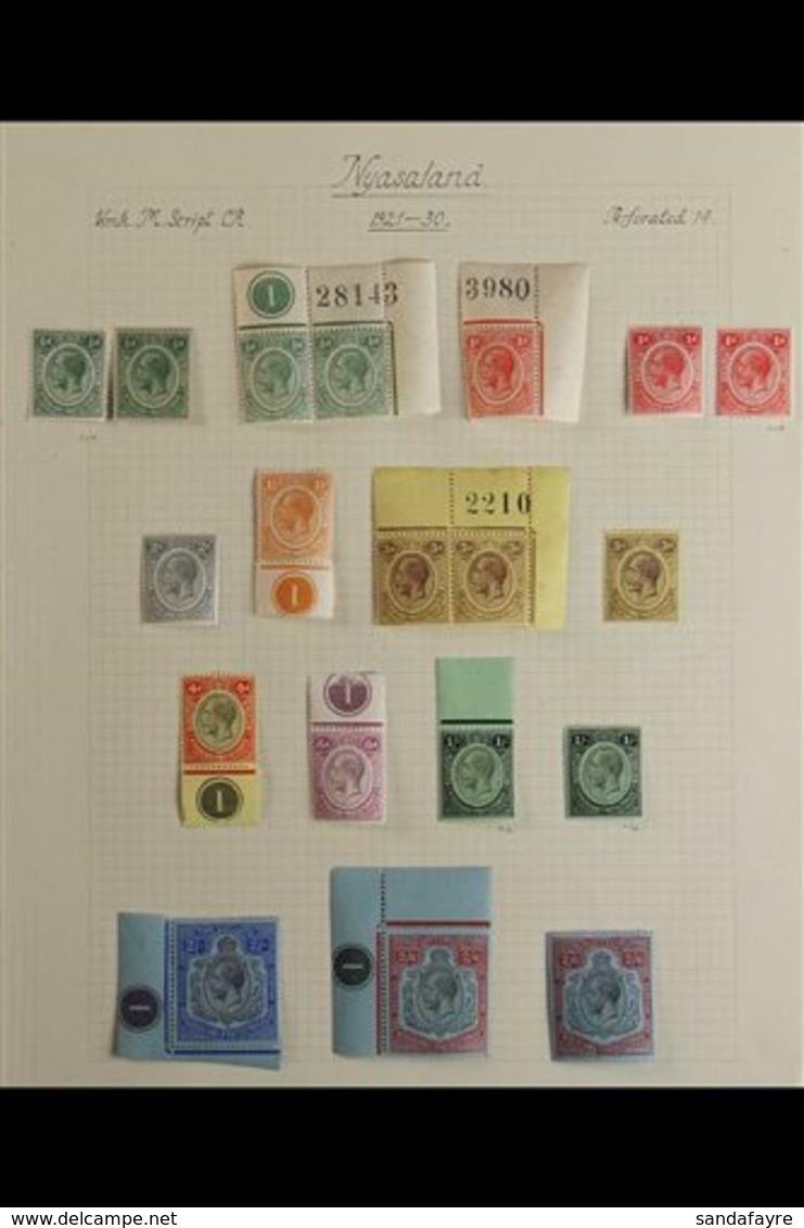 1921-1951 VERY FINE MINT COLLECTION  On Leaves, Includes 1921-33 Most Vals To 2s & 2s6d (x2 Shades) Including 3d (x3 Inc - Nyasaland (1907-1953)