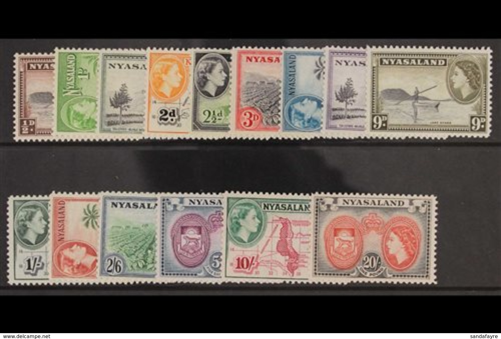 1953-54  Complete Definitive Set, SG 173/187, Fine Never Hinged Mint. (15 Stamps) For More Images, Please Visit Http://w - Nyassaland (1907-1953)