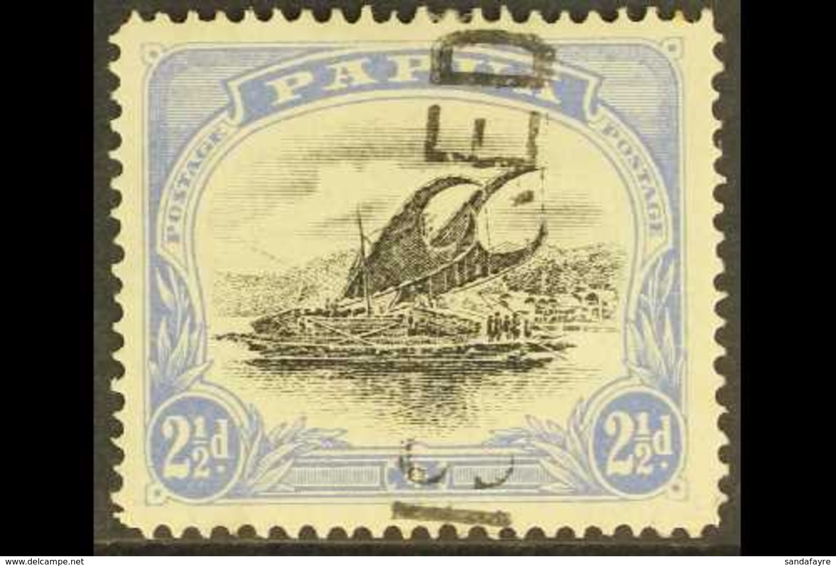 1907-10  2½d Black And Pale Ultramarine Lakatoi, SG 56a, Neat Straight Line Registered Cancel. For More Images, Please V - Papúa Nueva Guinea