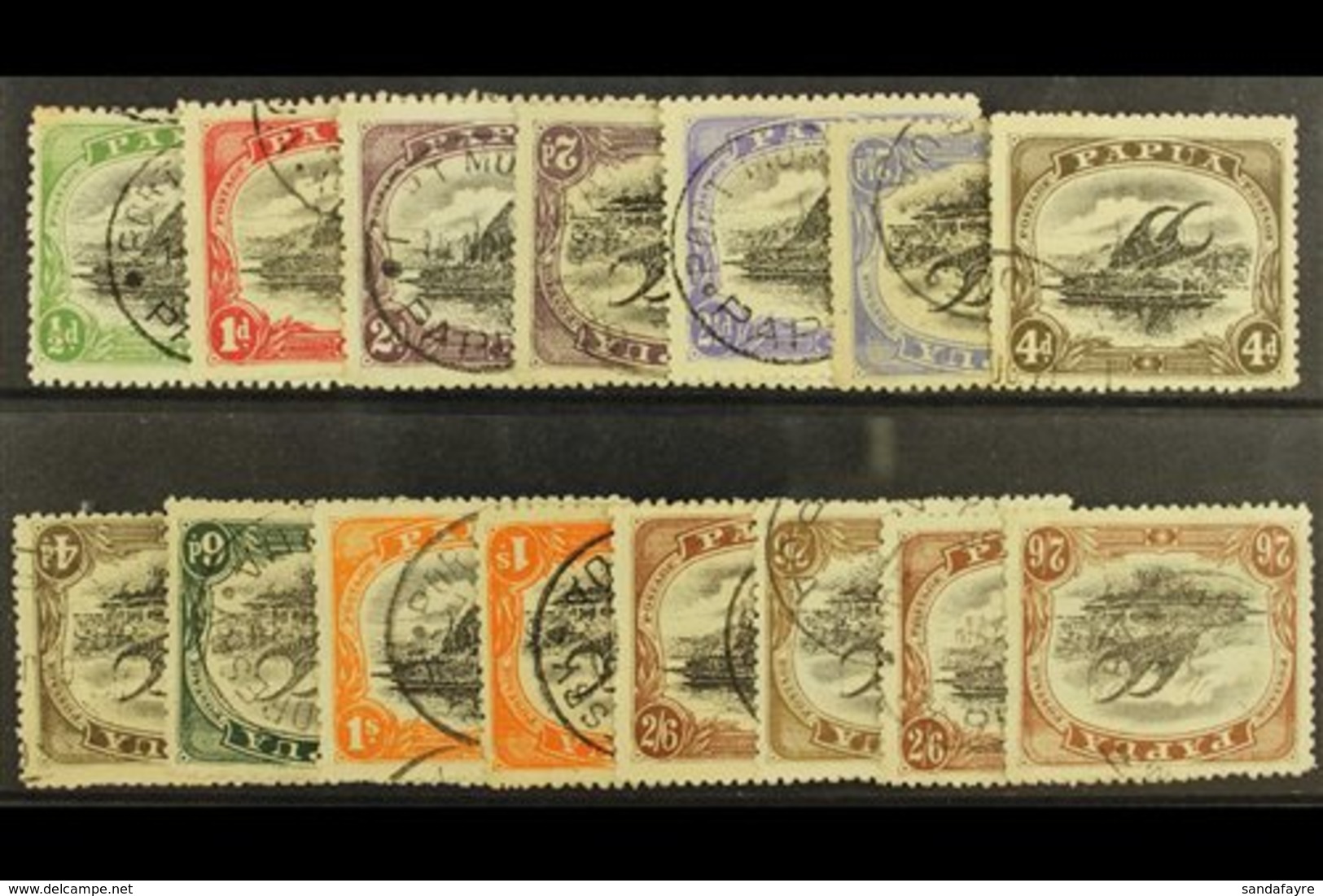 1910-11  Lakatoi Litho Set, SG 75/83 With Both 2s6d Types, With Additional Inverted Watermarks Of 2d, 2½d, 4d, 1s, 2s6d  - Papua Nuova Guinea