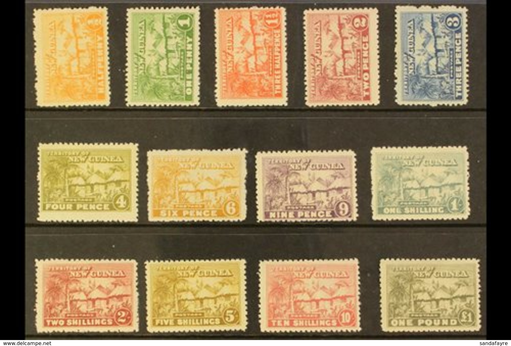 1925-27  Native Village - Huts Complete Set, SG 125/36, Fine Mint, Fresh. (13 Stamps) For More Images, Please Visit Http - Papoea-Nieuw-Guinea