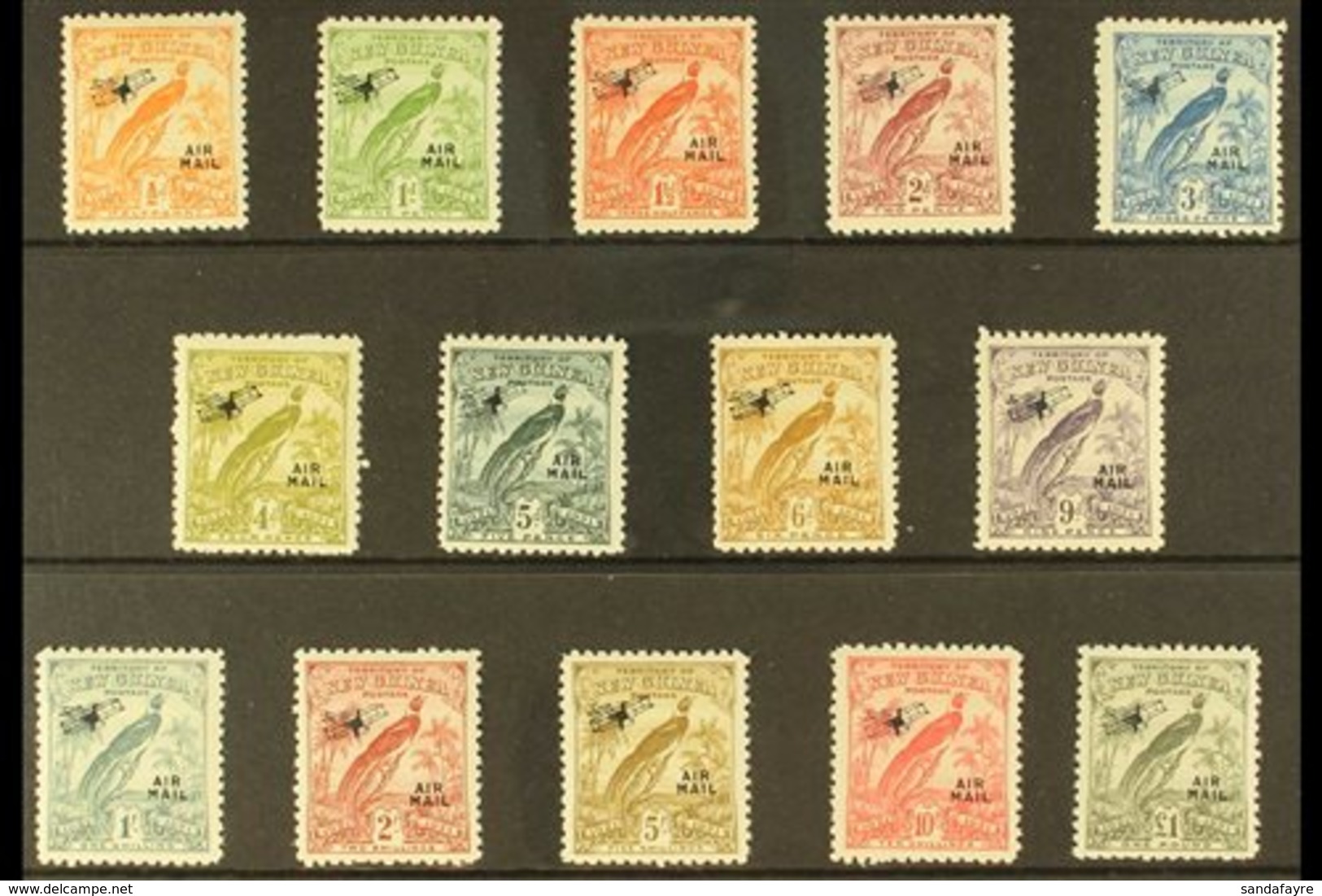 1931  Raggiana Bird Air Overprinted Set, SG 163/76, Fine Mint (14 Stamps) For More Images, Please Visit Http://www.sanda - Papúa Nueva Guinea