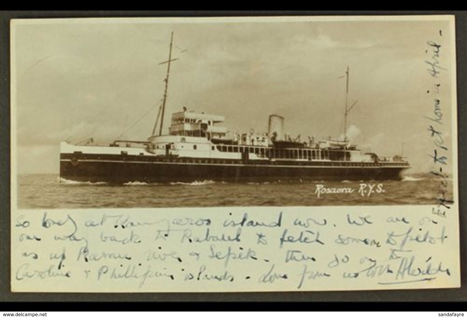 1935  (30 Dec) Photo Postcard Of Ship R.Y.S. Rosaura Addressed To Australia, Bearing 1932-34 1½d Stamp (SG 178) Tied By  - Papua Nuova Guinea