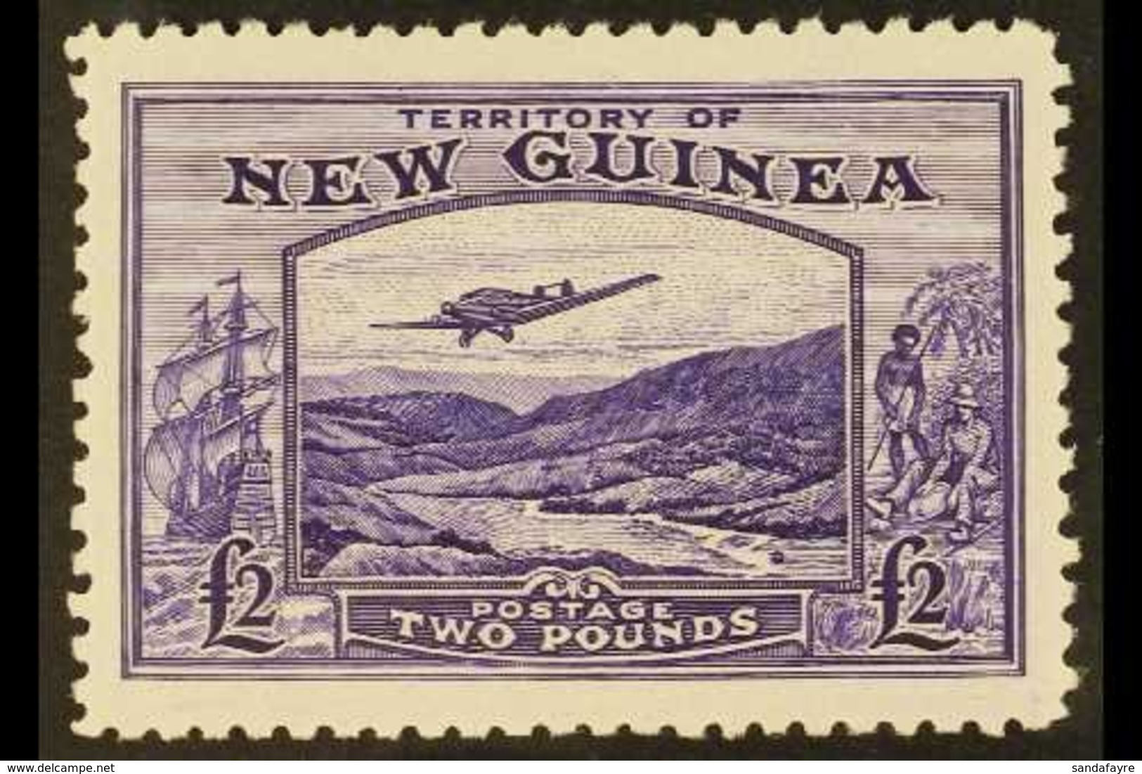 1935  £2 Bright Violet Air Bulolo Goldfields, SG 204, Never Hinged Mint. Scarce. For More Images, Please Visit Http://ww - Papua Nuova Guinea