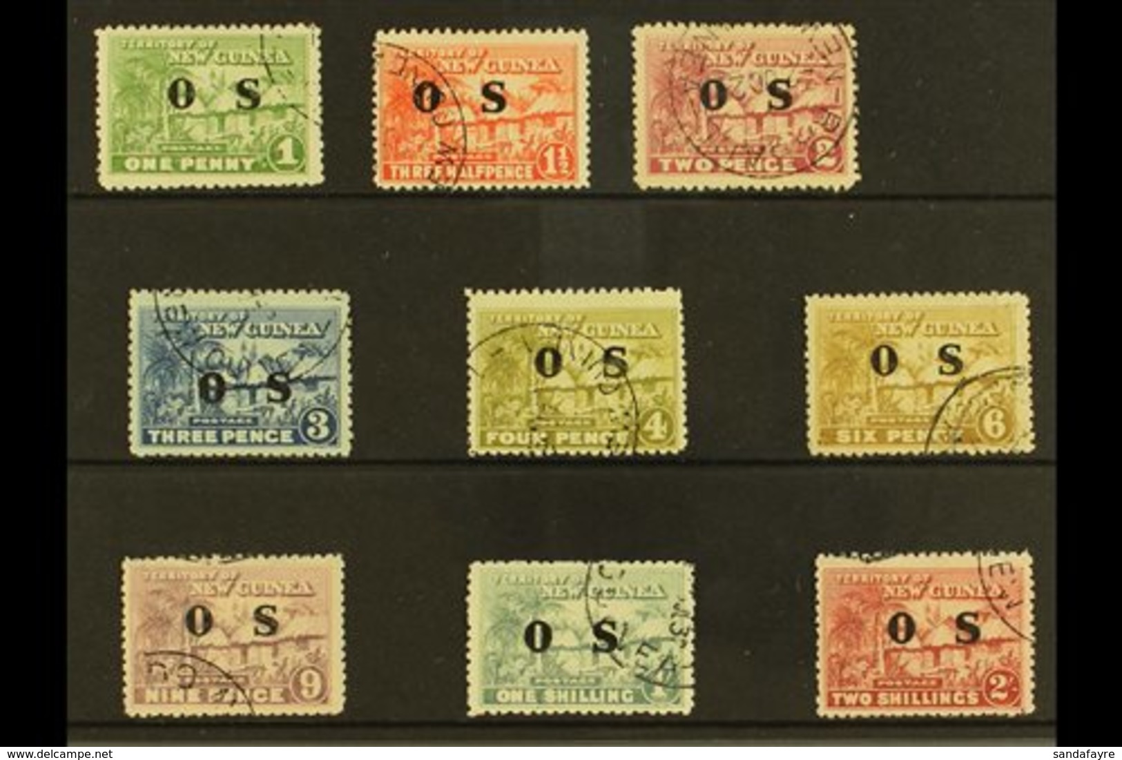 OFFICIALS  1925-31 "OS" Opt'd "Native Village" Set, SG O22/30, Fine Cds Used (9 Stamps) For More Images, Please Visit Ht - Papúa Nueva Guinea