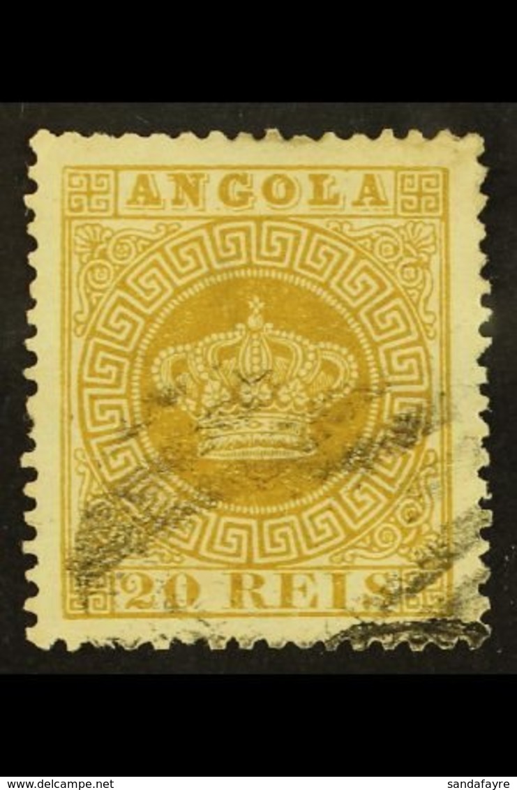 ANGOLA  1875-77 20r Bistre (Plate 1) Perf 13½, SG 18, Used With Small Thins & ISPP Photo Certificate. Elusive Stamp For  - Otros & Sin Clasificación