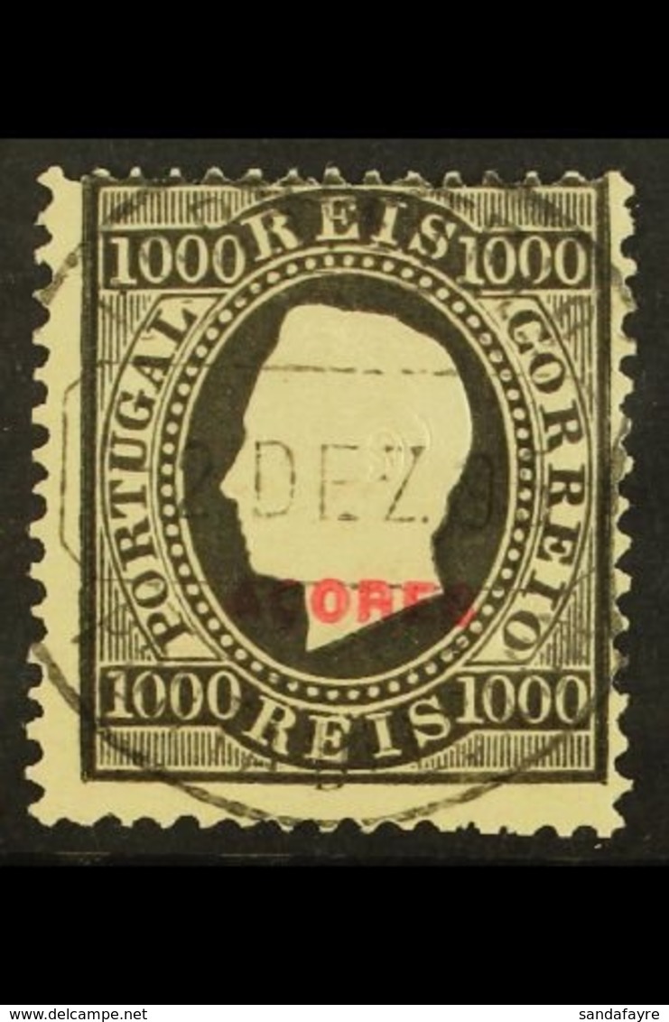 AZORES  1882-85 1000r Black Perf 12½, SG 84, Afinsa 59, Very Fine Used For More Images, Please Visit Http://www.sandafay - Sonstige & Ohne Zuordnung