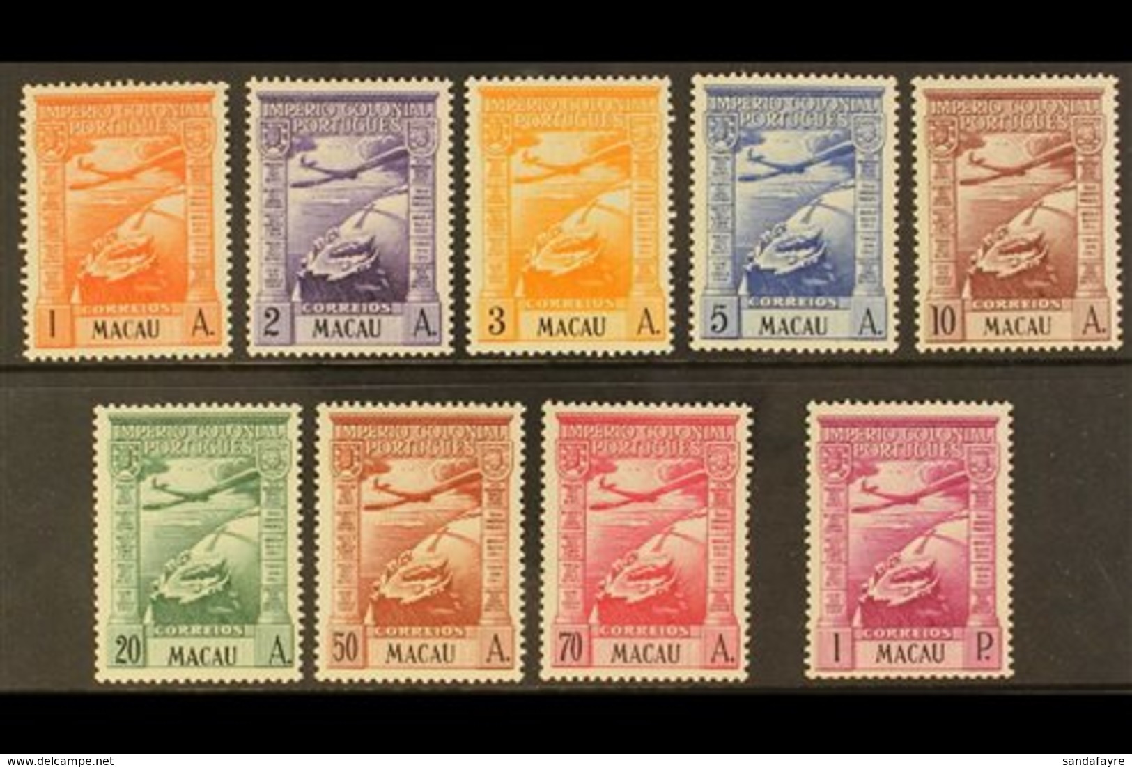 MACAU  1938 Air Complete Set (SG 382/90, Afinsa 7/15), Very Fine Mint, Fresh. (9 Stamps) For More Images, Please Visit H - Other & Unclassified