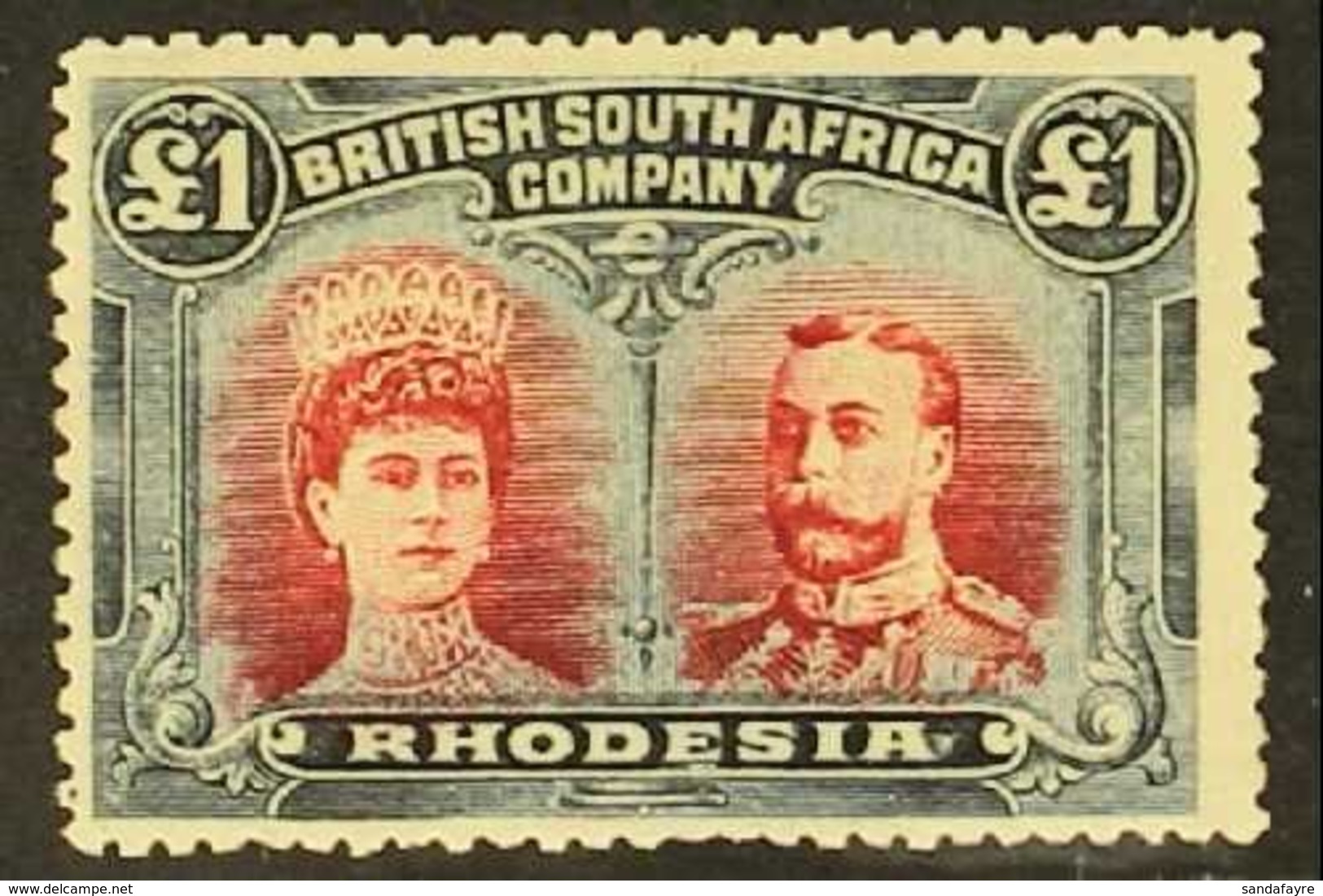 1910-13  £1 Crimson And Slate-black "Double Head", SG 166a, Very Fine Unused Without Gum, Lovely Rich Colours. With PFSA - Andere & Zonder Classificatie