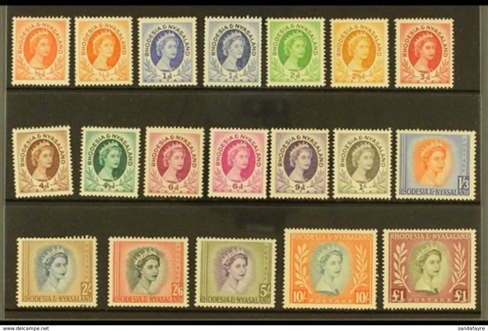 1954-56  Complete Definitive Set With Coil Perfs & Shade Variant, SG 1/15, Fine Mint With A Couple Of Shortish Perfs (19 - Rhodesia & Nyasaland (1954-1963)