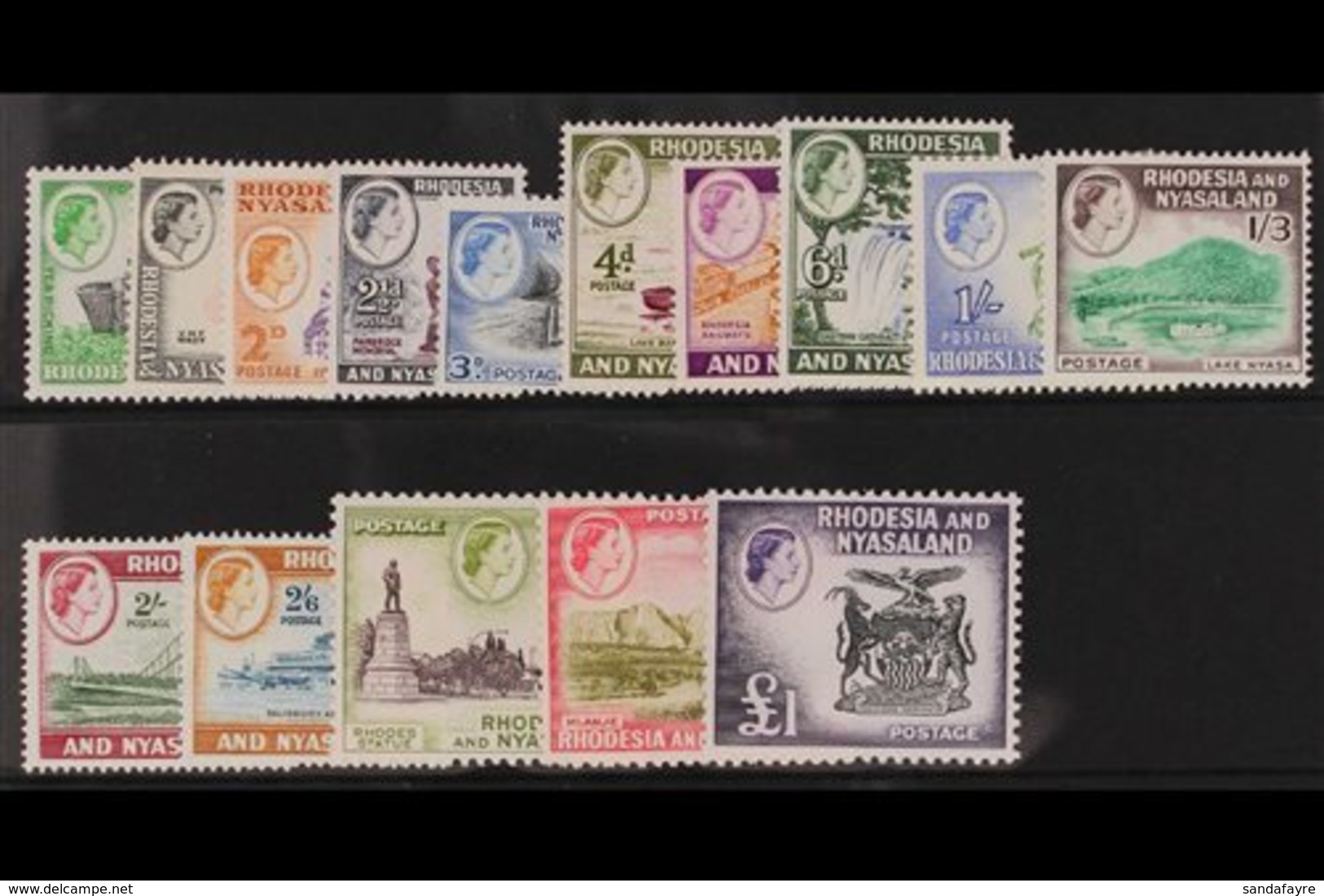 1959-62  Complete Definitive Set, SG 18/31, Fine Never Hinged Mint. (15 Stamps) For More Images, Please Visit Http://www - Rhodesia & Nyasaland (1954-1963)