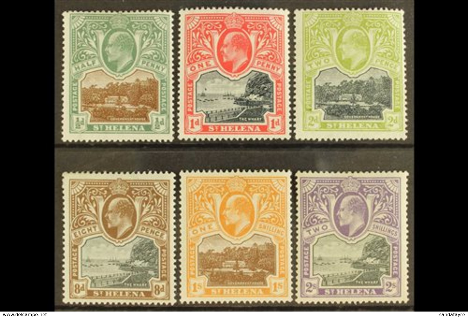 1903  "Government House And The Wharf" Complete Set, SG 55/60, Fine Mint. (6 Stamps) For More Images, Please Visit Http: - Isola Di Sant'Elena