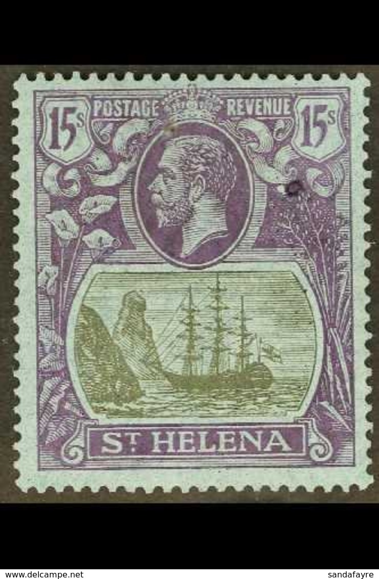 1922-37  15s Grey & Purple/blue, Script Wmk, SG 113, Fine Mint With Tiny Surface Mark For More Images, Please Visit Http - Sainte-Hélène