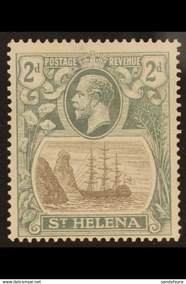 1922-37  2d Grey And Slate, Broken Mainmast Variety, SG 100a, Fine Lightly Hinged Mint. For More Images, Please Visit Ht - St. Helena