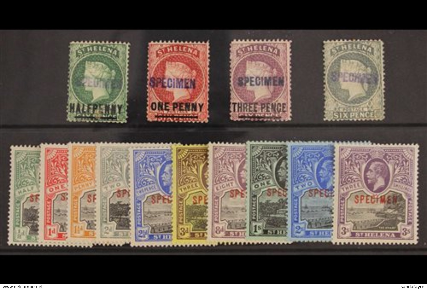 SPECIMENS  Fresh Mint Selection With Scarce 1884 Set Of 4, SG 40s/44s And 1912 Geo V Set Complete, SG 72s/81s. (14 Stamp - Sint-Helena