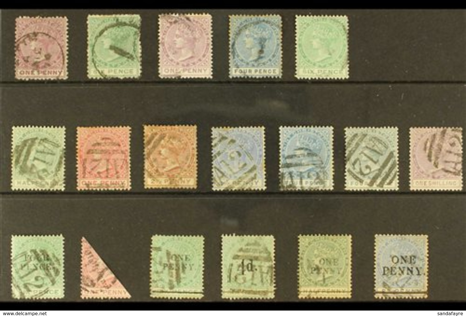 1870-1890 ALL DIFFERENT FINE USED COLLECTION  With 1870-82 (CC) Perf 12½ 1d & 6d, Plus Perf 14 1d, 4d & 6d; 1882-90 (CA) - St.Christopher-Nevis-Anguilla (...-1980)