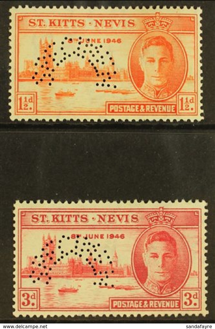 1946  Victory Pair, Perforated "Specimen", SG 78s/9s, Very Fine Mint Og. (2 Stamps) For More Images, Please Visit Http:/ - St.Kitts En Nevis ( 1983-...)