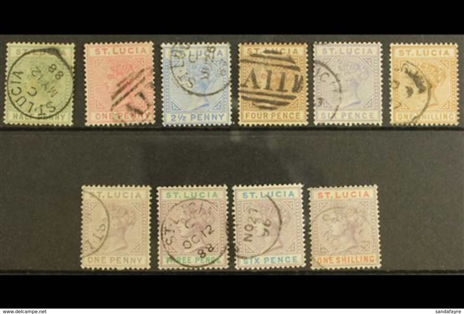 1883-87  USED DIE I COLLECTION On A Stock Card, 1883-86 Set & 1886-87 Set, SG 31/42, Mostly Fine Used (10 Stamps) For Mo - Ste Lucie (...-1978)