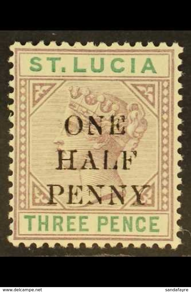 1891-92  "ONE HALF PENNY" Surcharge On 3d Dull Mauve And Green, Die II, SG 56, Very Fine Mint. For More Images, Please V - Ste Lucie (...-1978)