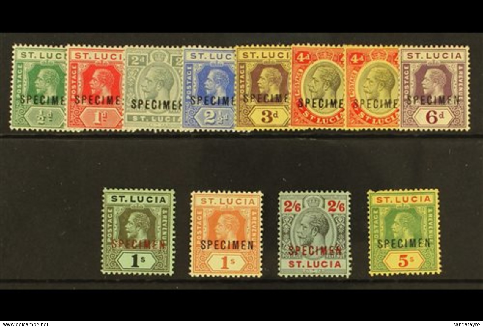 1912  Geo V Die I Set Complete Ovptd "Specimen", SG 78s/88s + 83as (4d On White Paper), 5s Pulled Perf, Fresh Mint Part  - St.Lucia (...-1978)