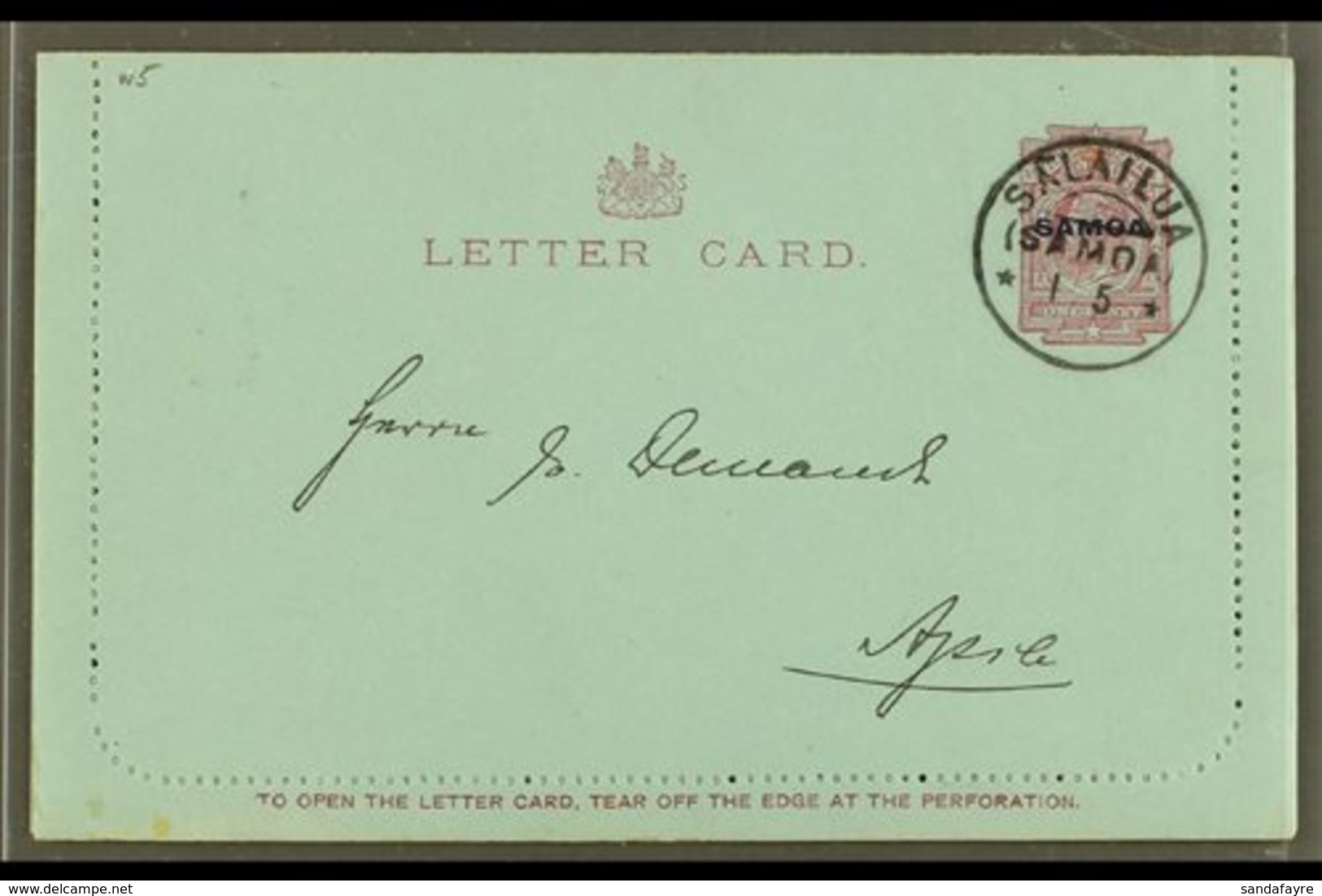 1916  One Penny Dull Claret On Blue (note Along Bottom 94mm Long) LETTER CARD, H&G 1a, Very Fine With Unstuck Margins, A - Samoa (Staat)