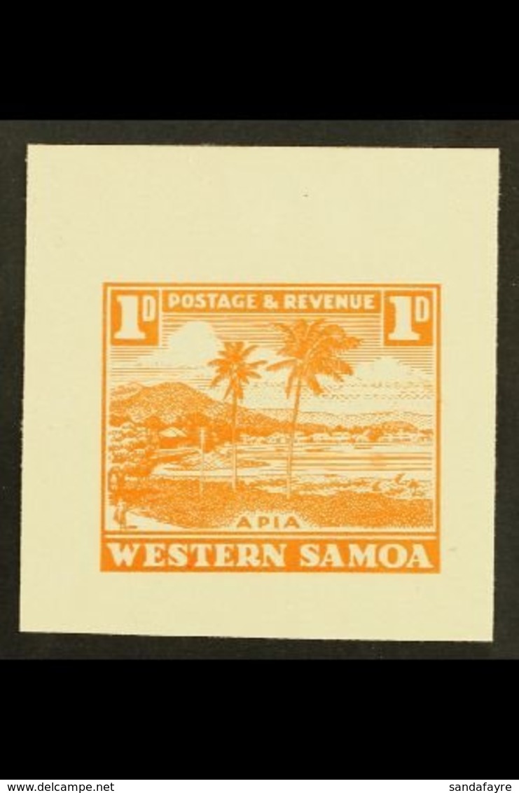 1935 PICTORIAL DEFINITIVE ESSAY  Collins Essay For The 1d Value In Orange On Thick White Paper, The "Apia" Design (but N - Samoa (Staat)