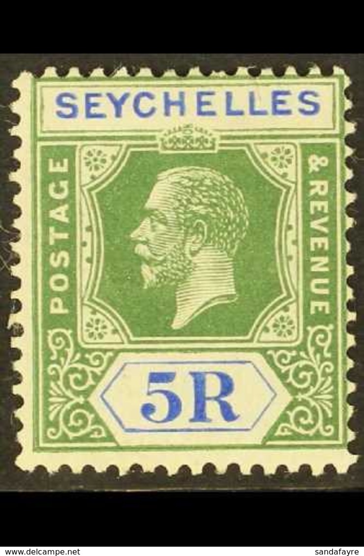 1921-32  5r. Yellow-green And Blue, SG 123, Fine Mint. For More Images, Please Visit Http://www.sandafayre.com/itemdetai - Seychellen (...-1976)