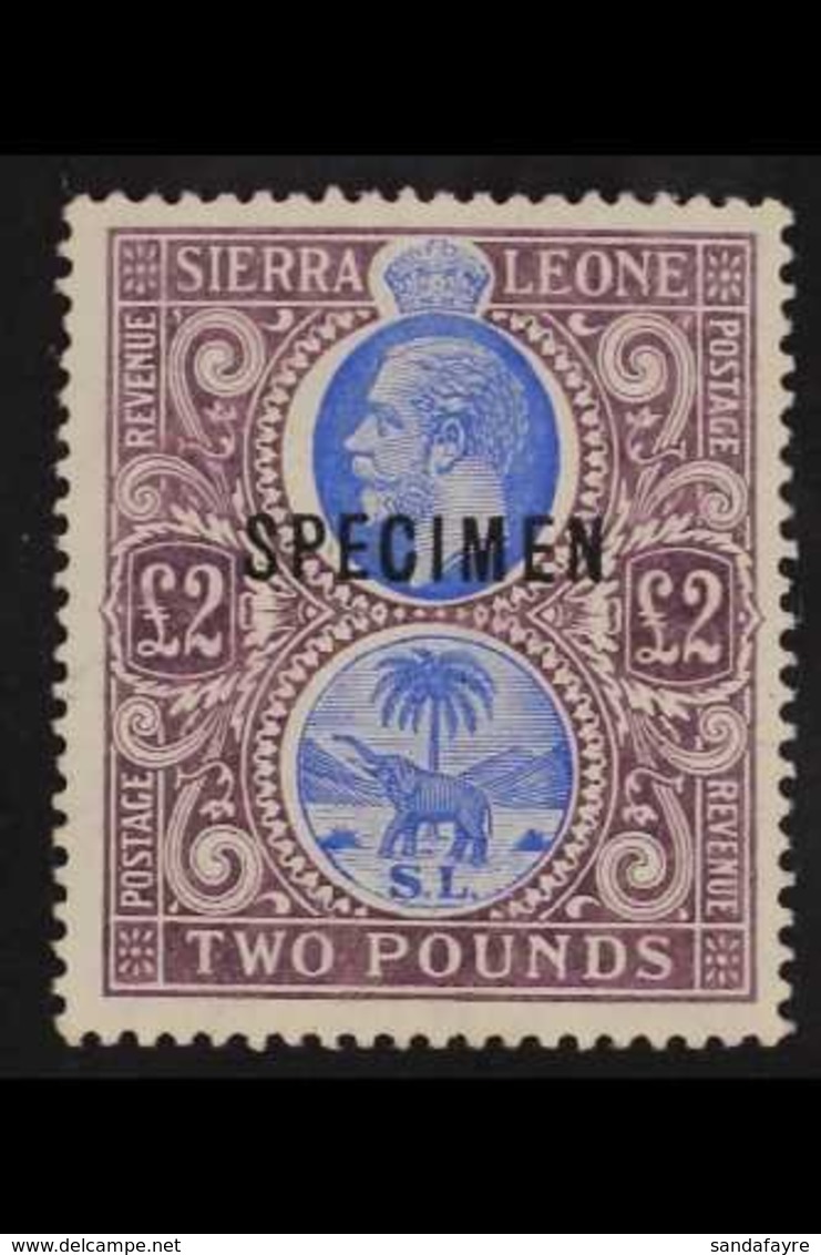 1912  £2 Blue And Dull Purple, Geo V, Overprinted "Specimen", SG 129s, Very Fine Mint. For More Images, Please Visit Htt - Sierra Leone (...-1960)